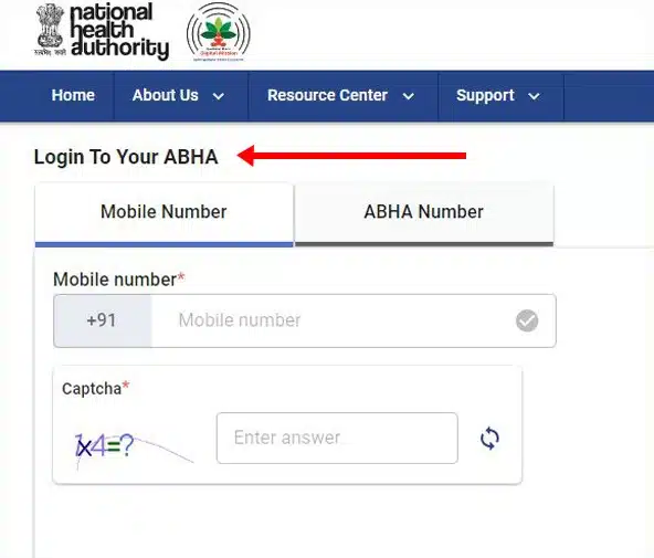 Login to ABHA